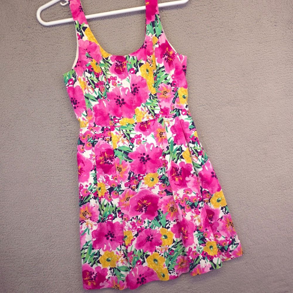 Anne Klein‎ Dress Womens 10 Babydoll Floral Pleated Fit N Flare Bloomcore Pink